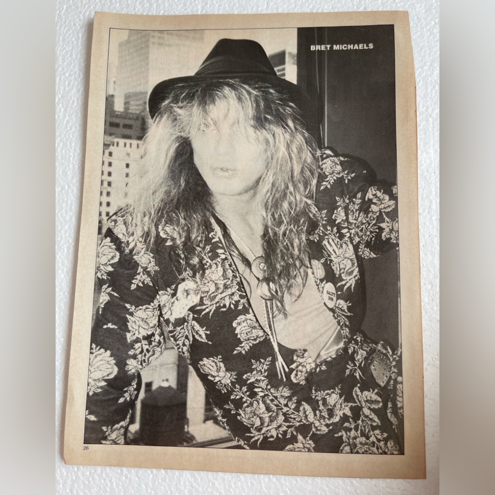Vintage Bret Michaels B/W pinup